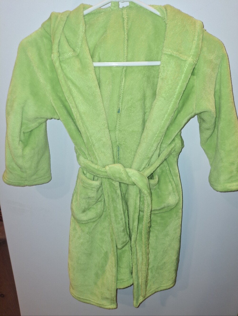 Source Unknown Plush Hooded Kids Bathrobe - Bright Lime Green